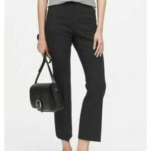 Banana Republic Black High Rise Crop Flare Button Fly Pants, 10